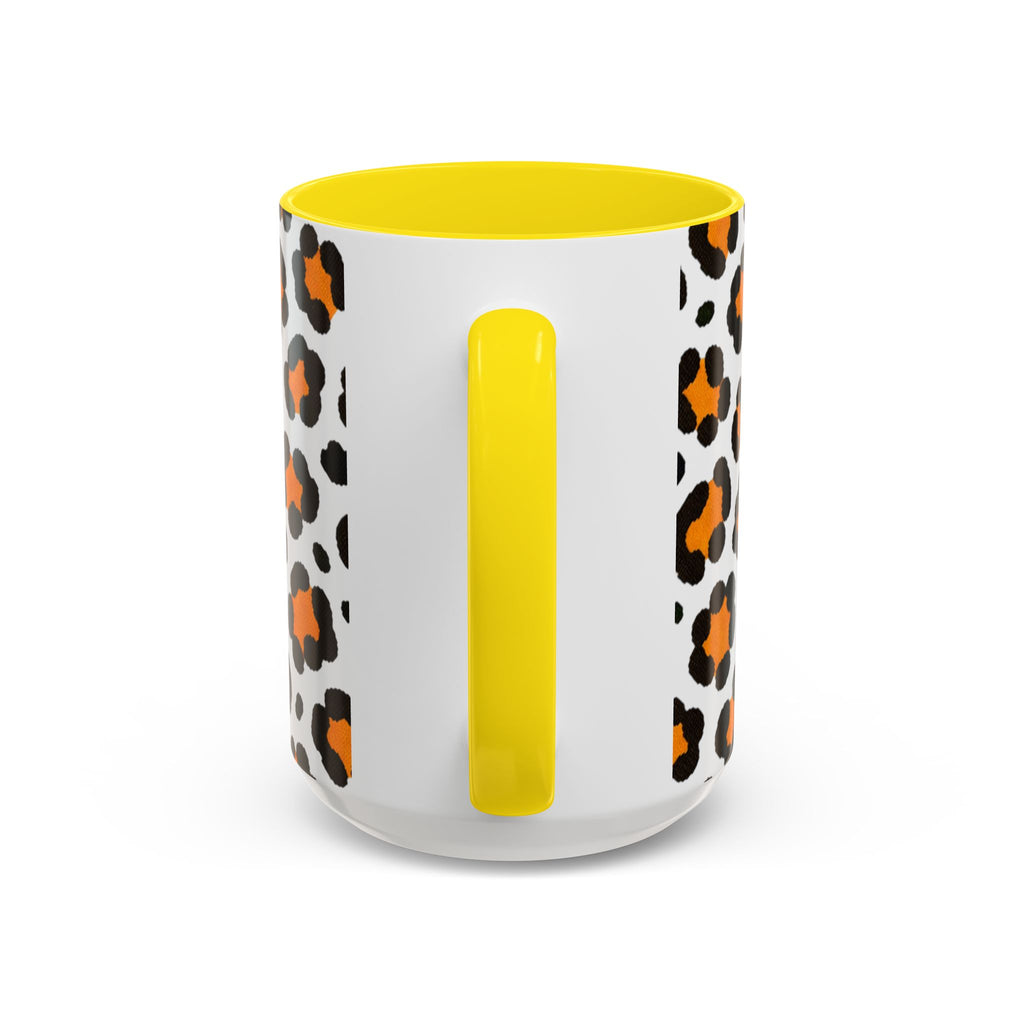 Leopard Print Accent Coffee Mug - Orange & Black Pattern 11/15oz