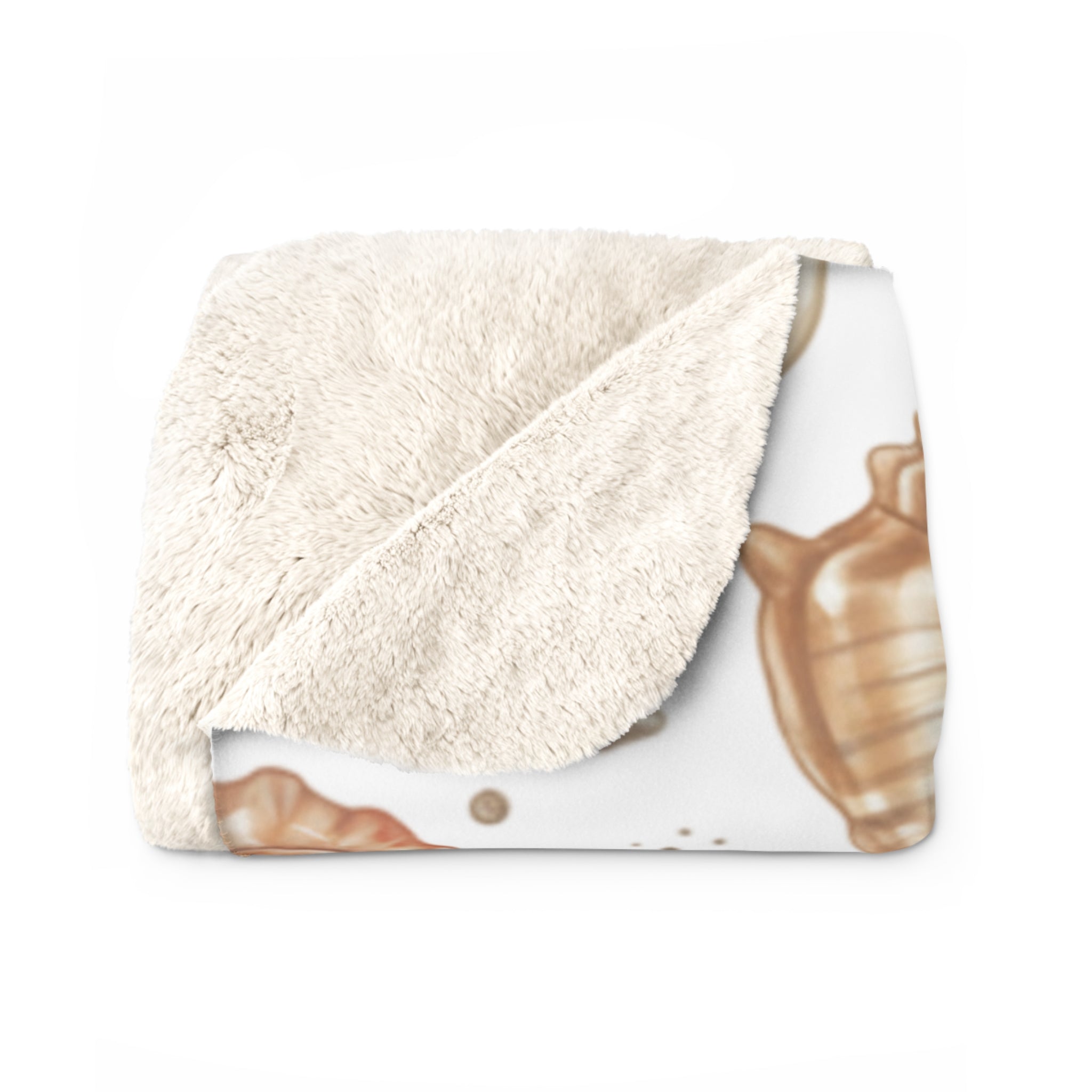 Seashell Sherpa Fleece Blanket – Cozy Nautical Beach Throw