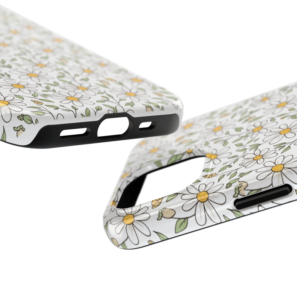 Daisy Floral Tough Phone Case — Protective White Spring Pattern
