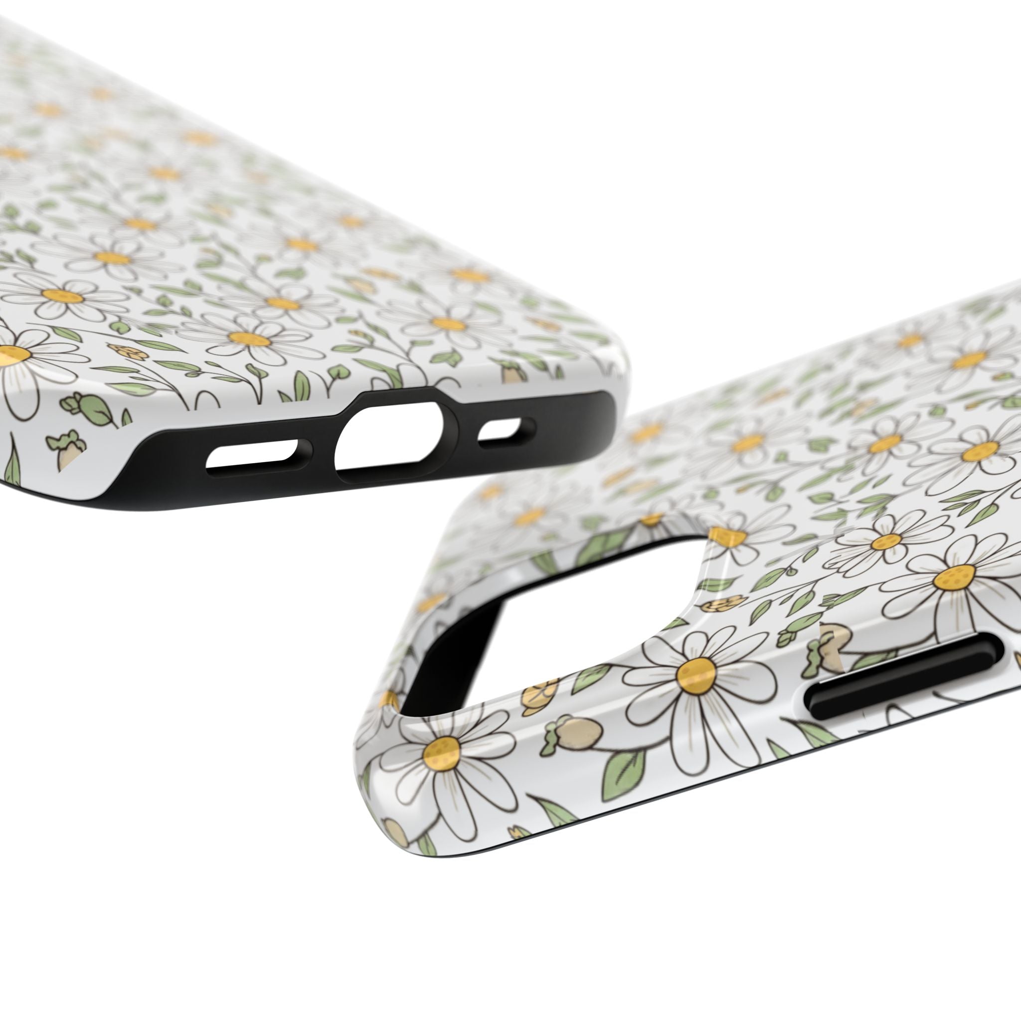 Daisy Floral Tough Phone Case — Protective White Spring Pattern