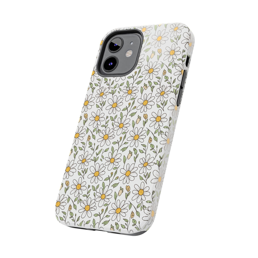 Daisy Floral Tough Phone Case — Protective White Spring Pattern