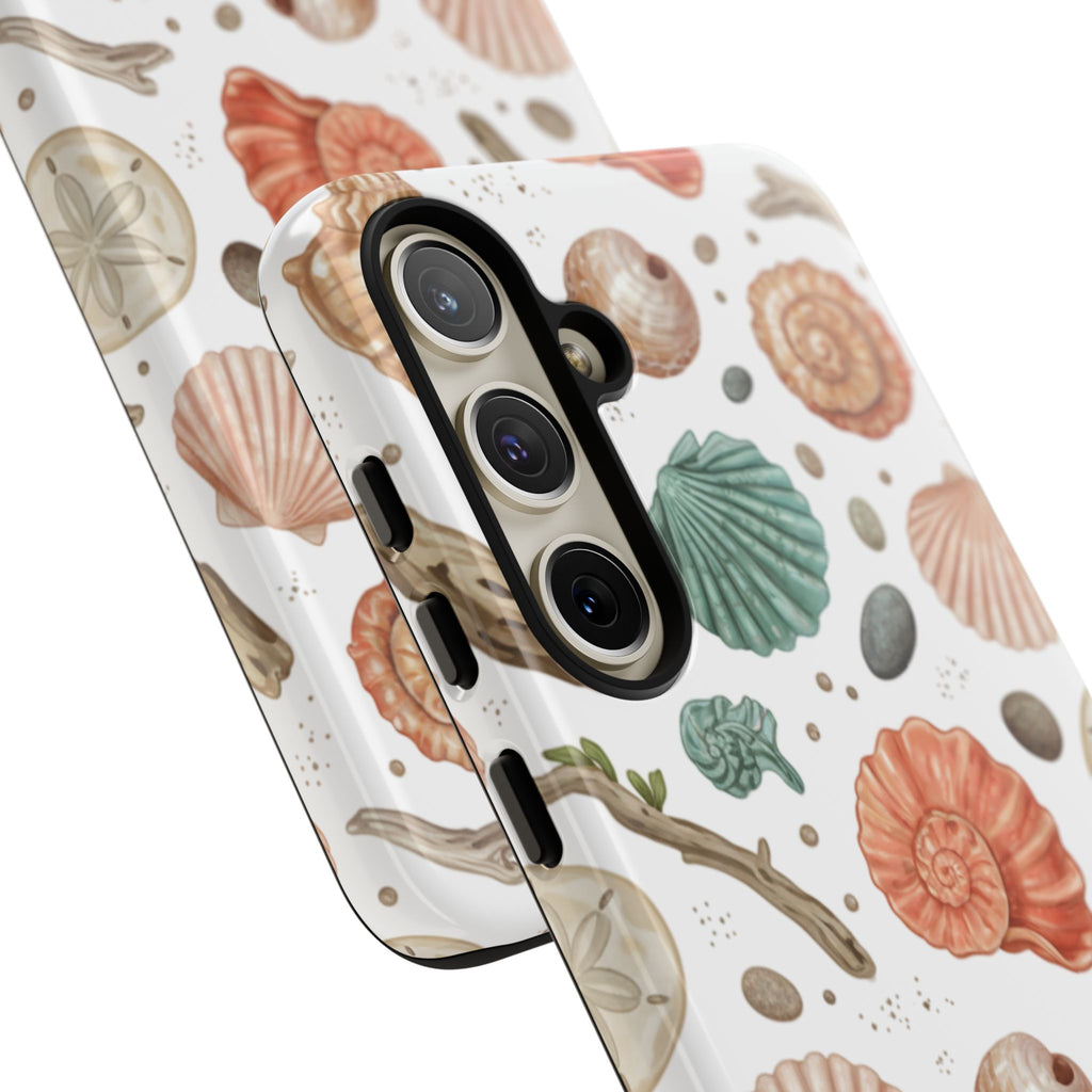 Seashell Pattern Phone Case - Coastal Beach Shells Protective Tough Case