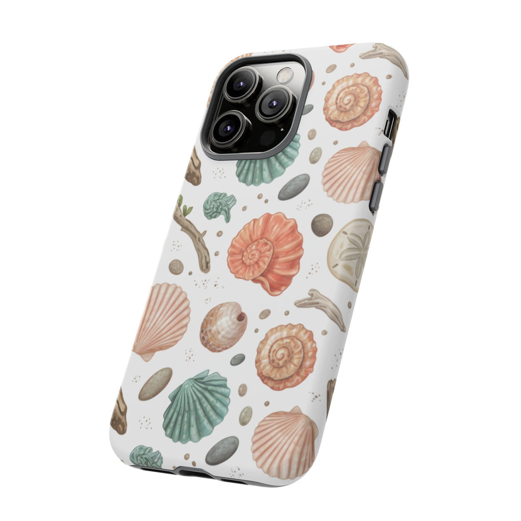 Seashell Pattern Phone Case - Coastal Beach Shells Protective Tough Case