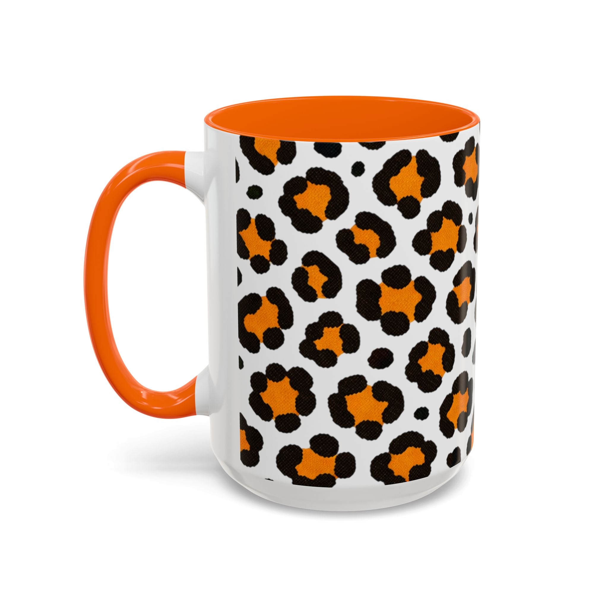 Leopard Print Accent Coffee Mug - Orange & Black Pattern 11/15oz