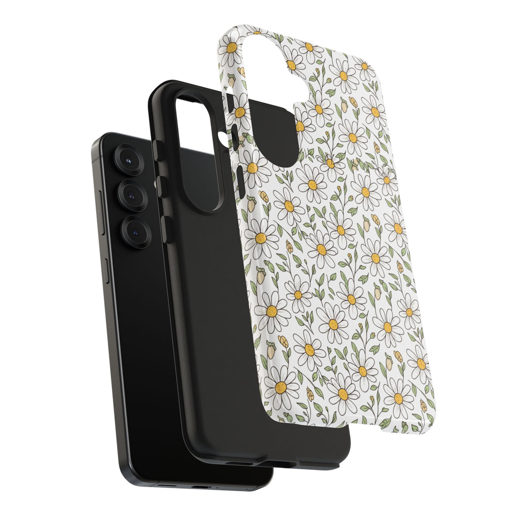 Daisy Floral Tough Phone Case — Protective White Spring Pattern