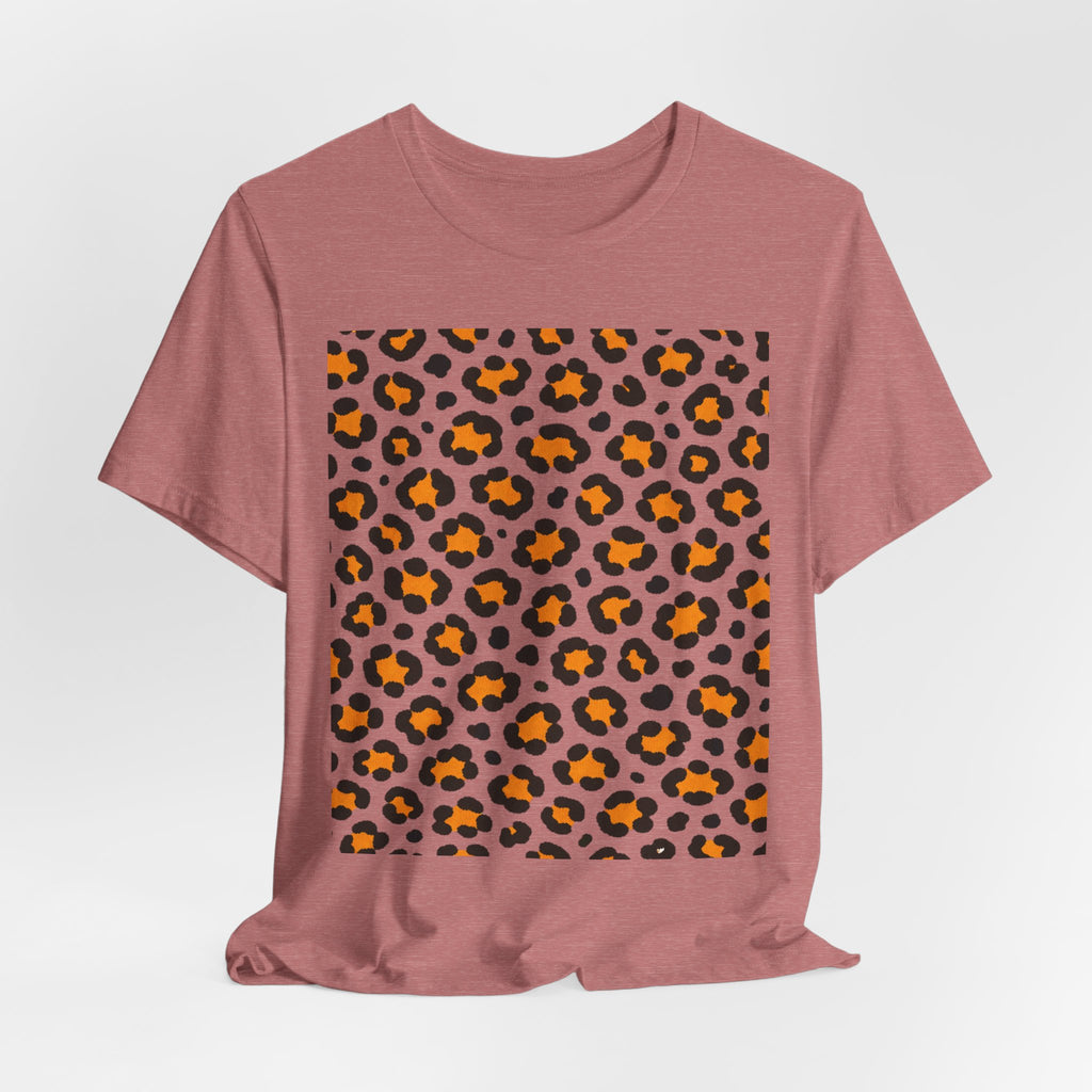 Leopard Print Orange Square T‑Shirt – Animal Print Graphic Tee