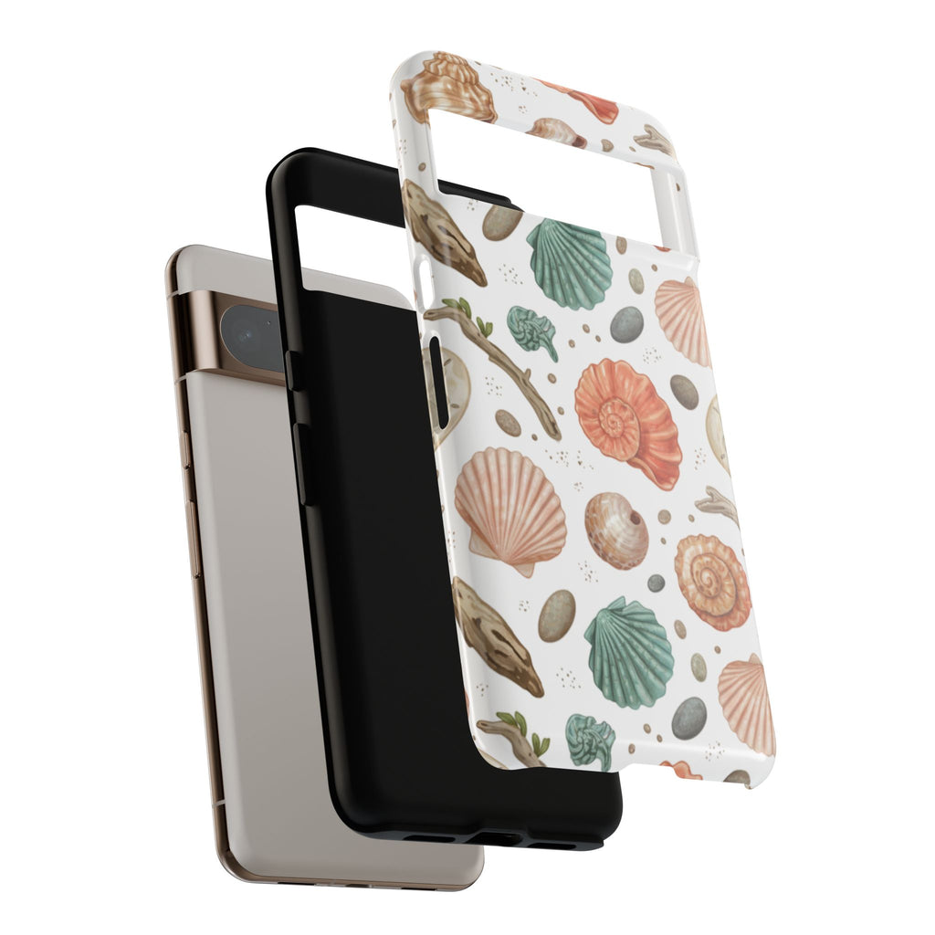 Seashell Pattern Phone Case - Coastal Beach Shells Protective Tough Case