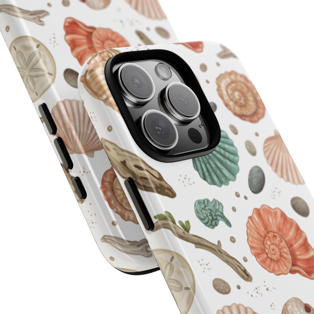 Seashell Pattern Phone Case - Coastal Beach Shells Protective Tough Case