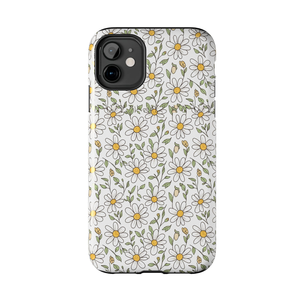 Daisy Floral Tough Phone Case — Protective White Spring Pattern