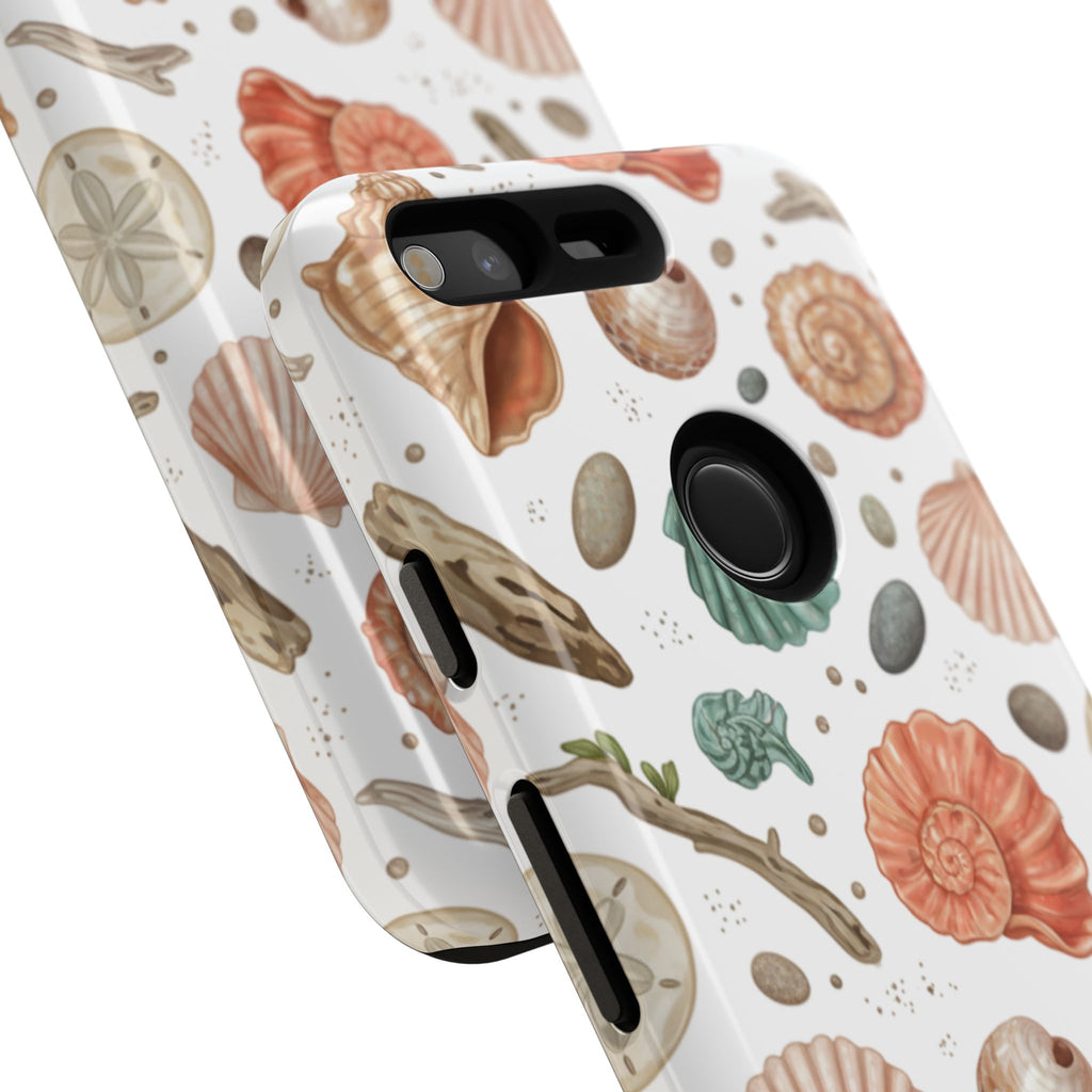 Seashell Pattern Phone Case - Coastal Beach Shells Protective Tough Case
