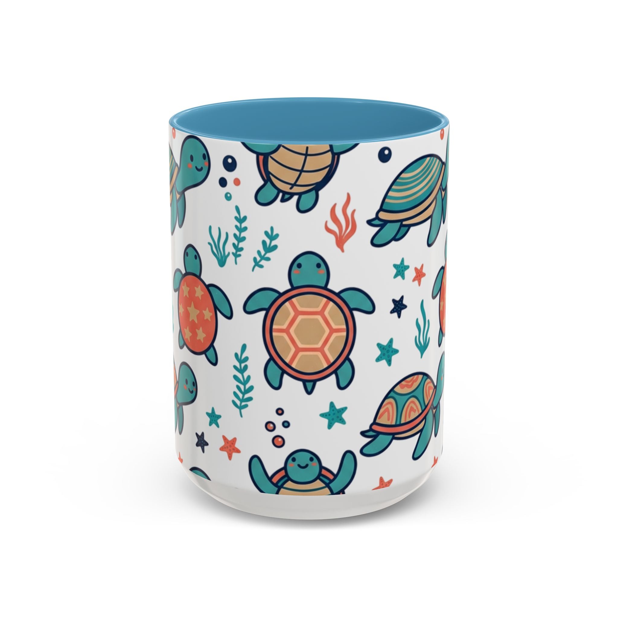 Turtle Pattern Coffee Mug — Cute Sea Turtle Accent Mug (11/15oz)