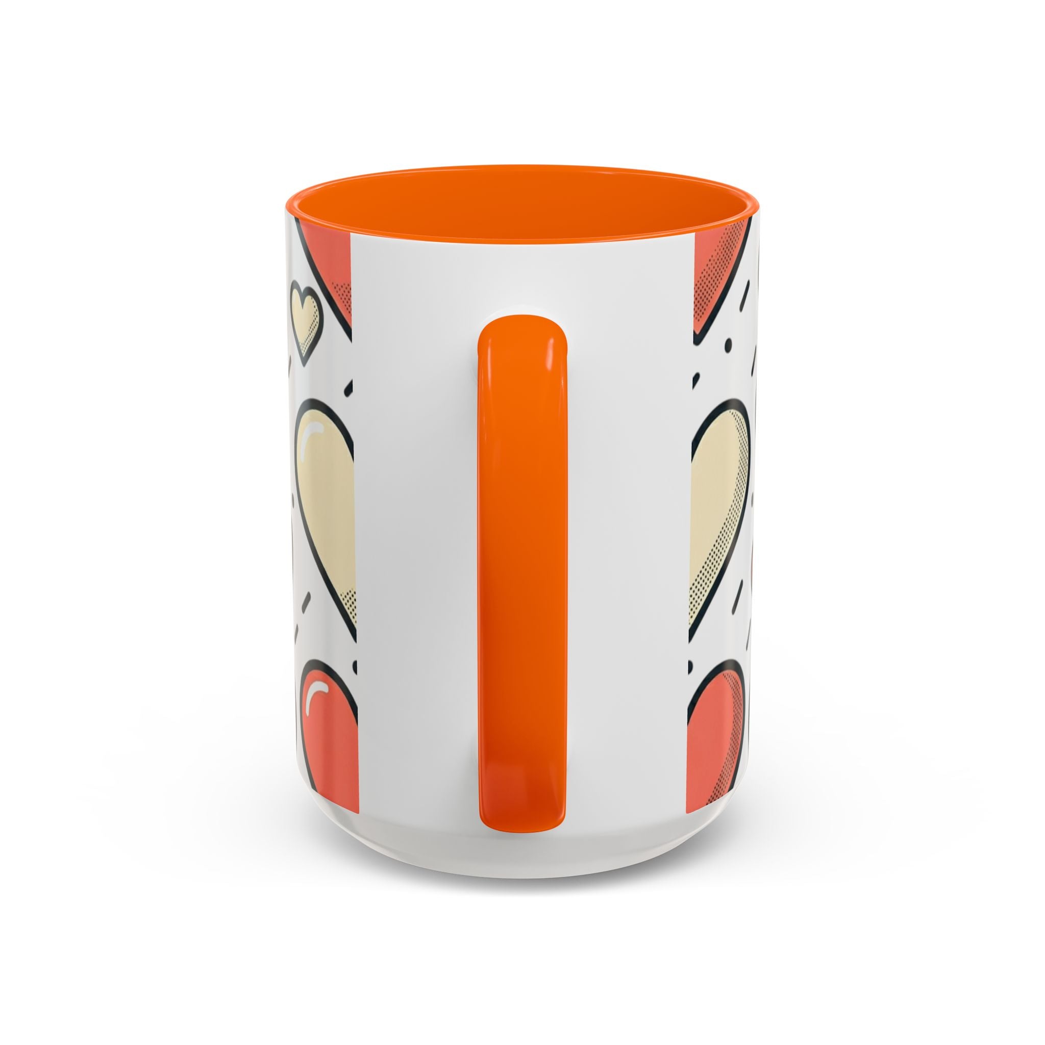 Heart Pattern Accent Coffee Mug — Cute Colorful Hearts Design (11/15 oz)