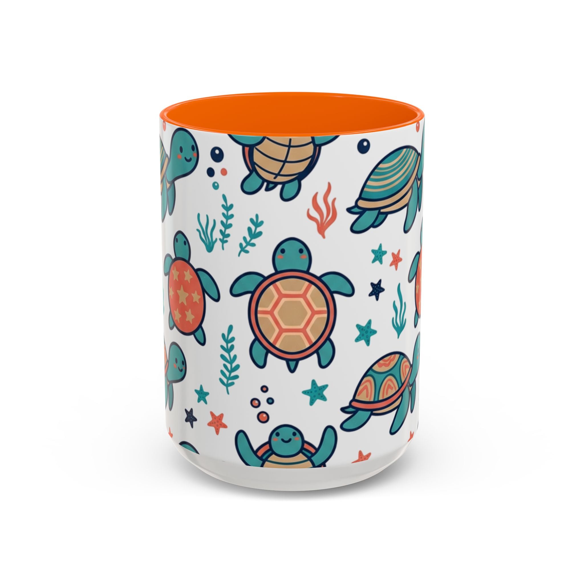 Turtle Pattern Coffee Mug — Cute Sea Turtle Accent Mug (11/15oz)