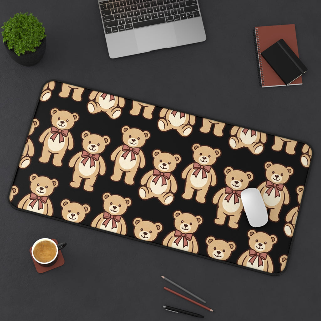 Teddy Bear Pattern Desk Mat – Cute Plush Toy Mousepad for Kids & Home Office