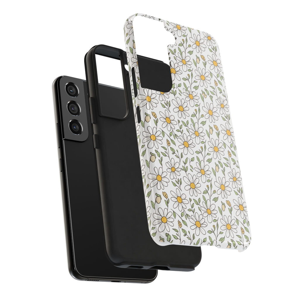 Daisy Floral Tough Phone Case — Protective White Spring Pattern