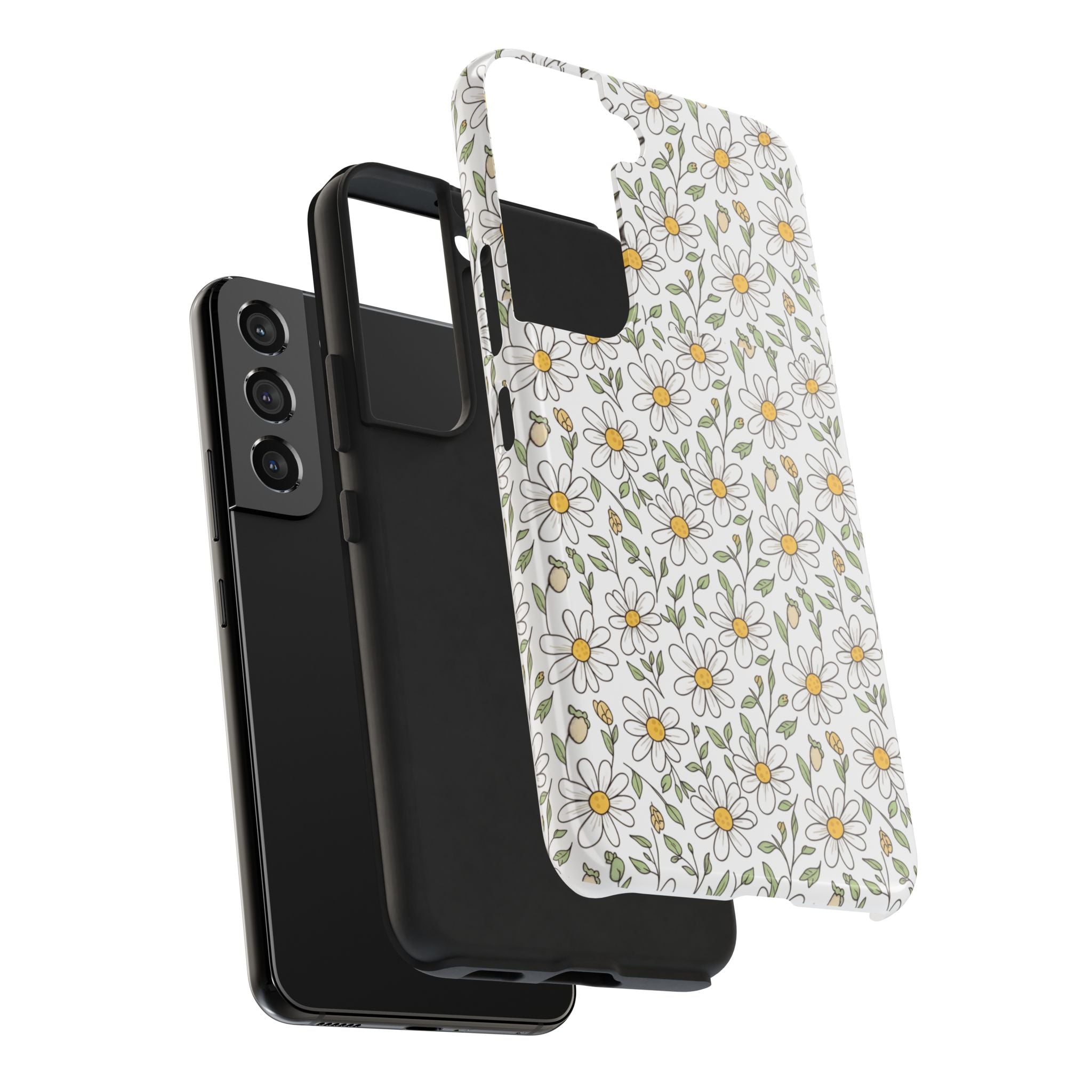Daisy Floral Tough Phone Case — Protective White Spring Pattern