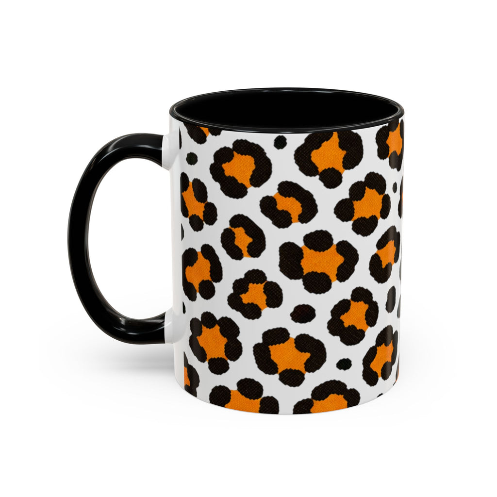 Leopard Print Accent Coffee Mug - Orange & Black Pattern 11/15oz