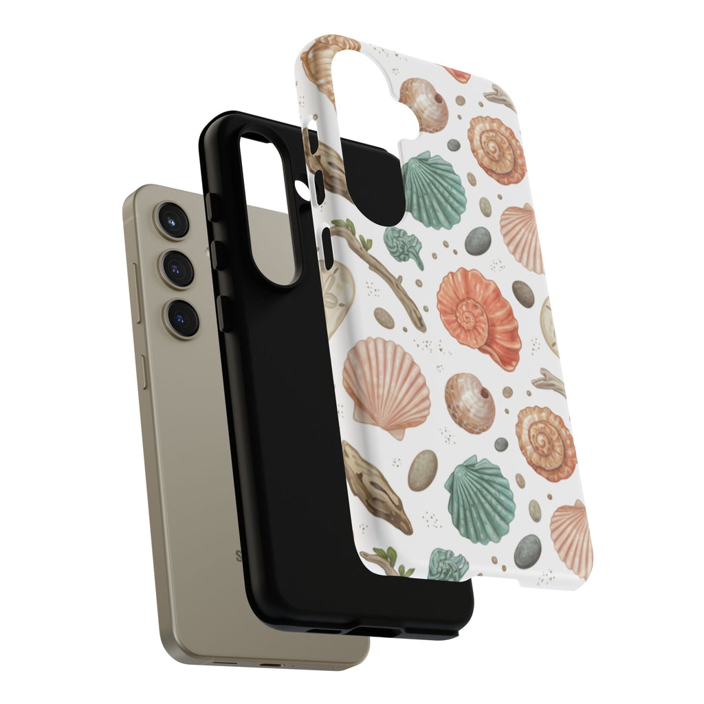 Seashell Pattern Phone Case - Coastal Beach Shells Protective Tough Case
