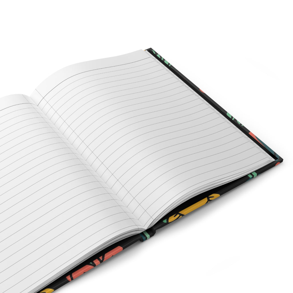 Floral Smiles Hardcover Journal — Cute Sunflower & Tulip Pattern Notebook