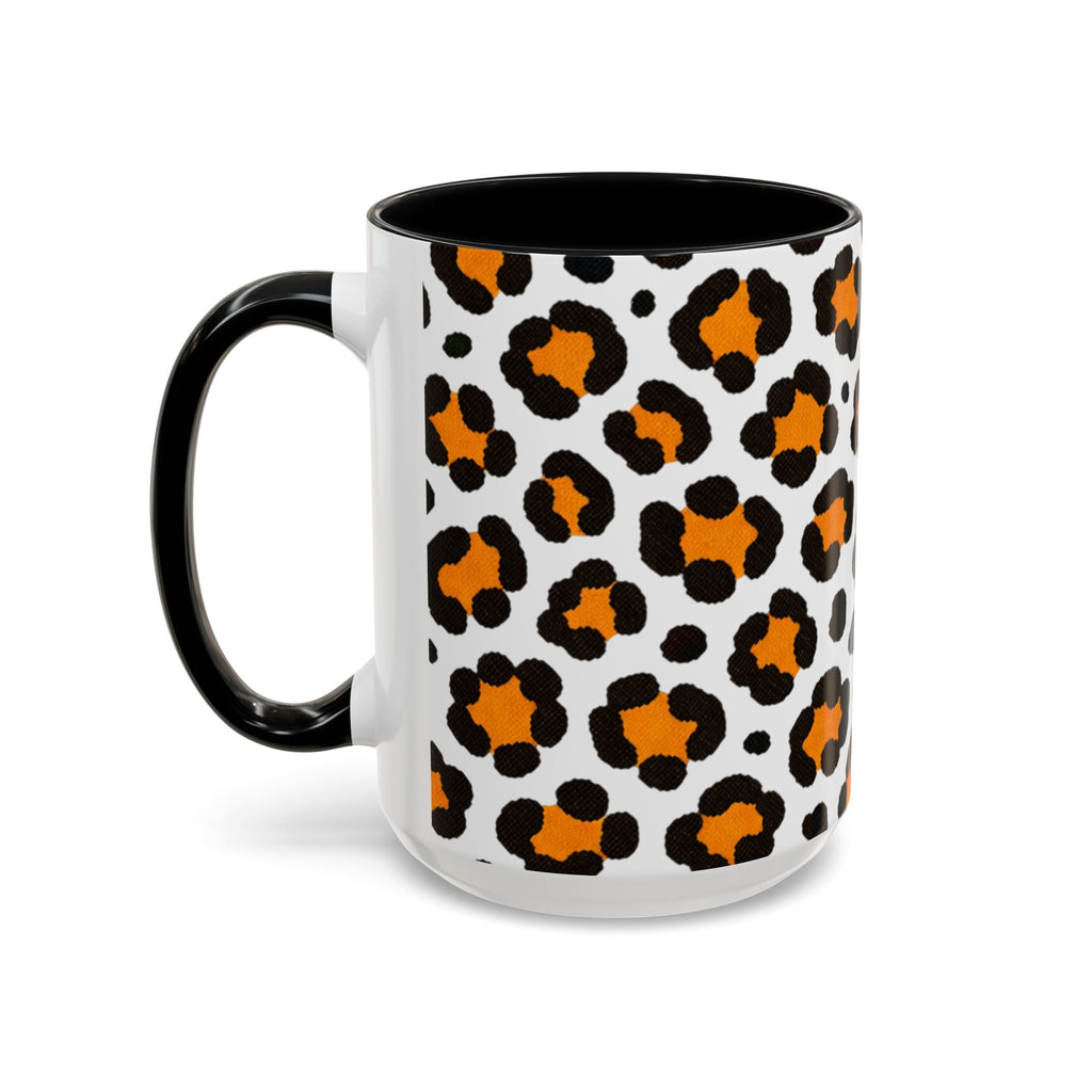 Leopard Print Accent Coffee Mug - Orange & Black Pattern 11/15oz