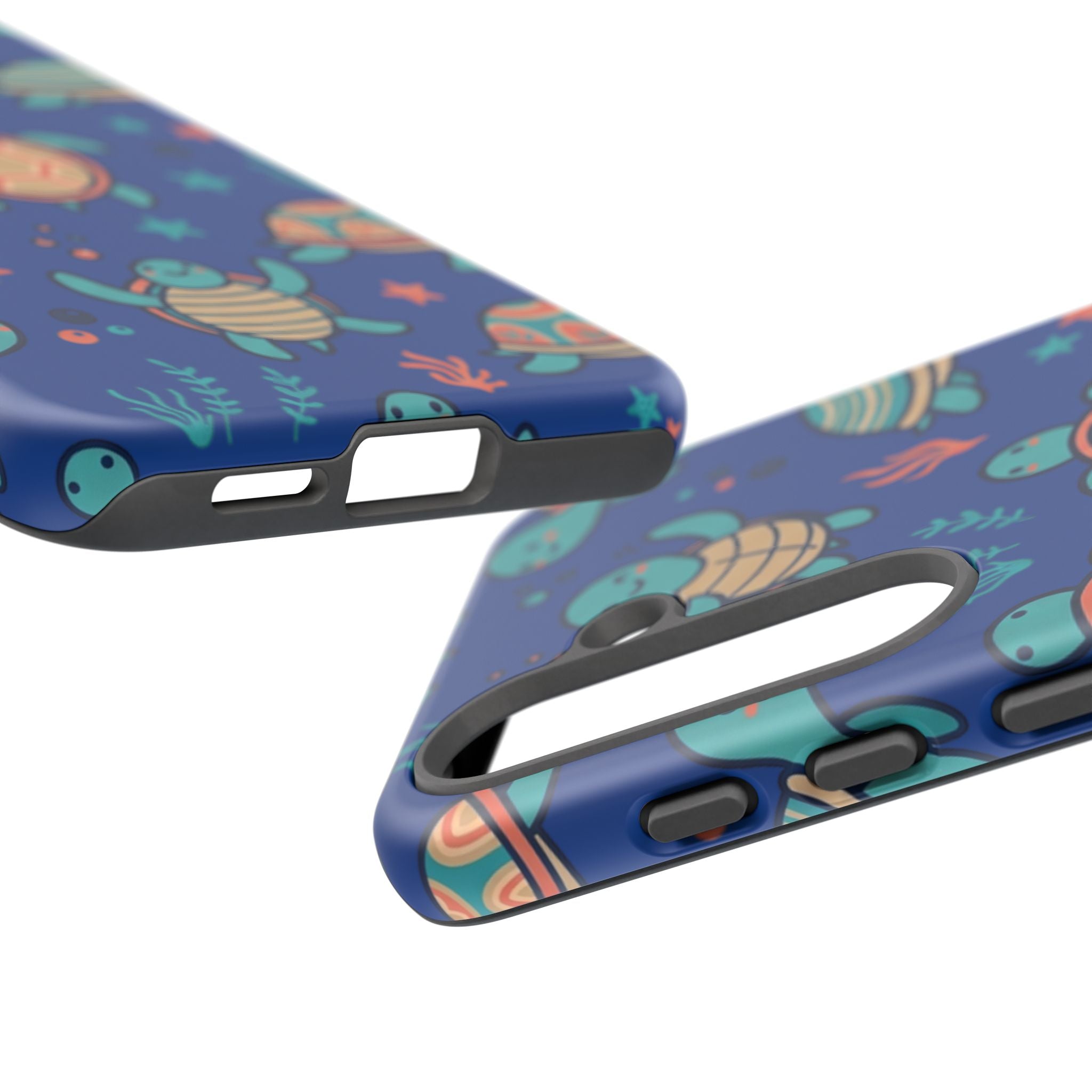 Cute Sea Turtle Phone Case — Protective Tough Case with Blue Ocean Pattern