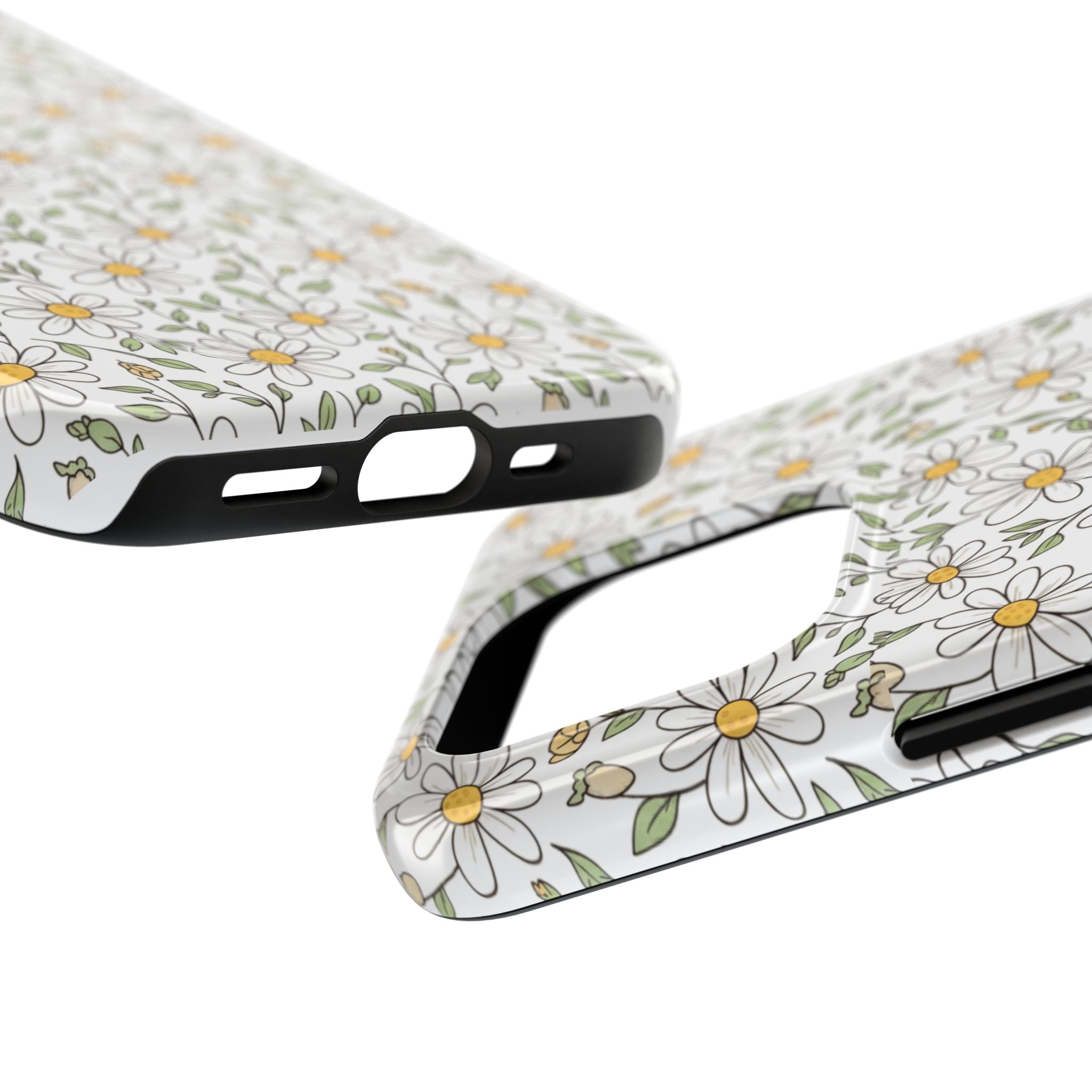 Daisy Floral Tough Phone Case — Protective White Spring Pattern