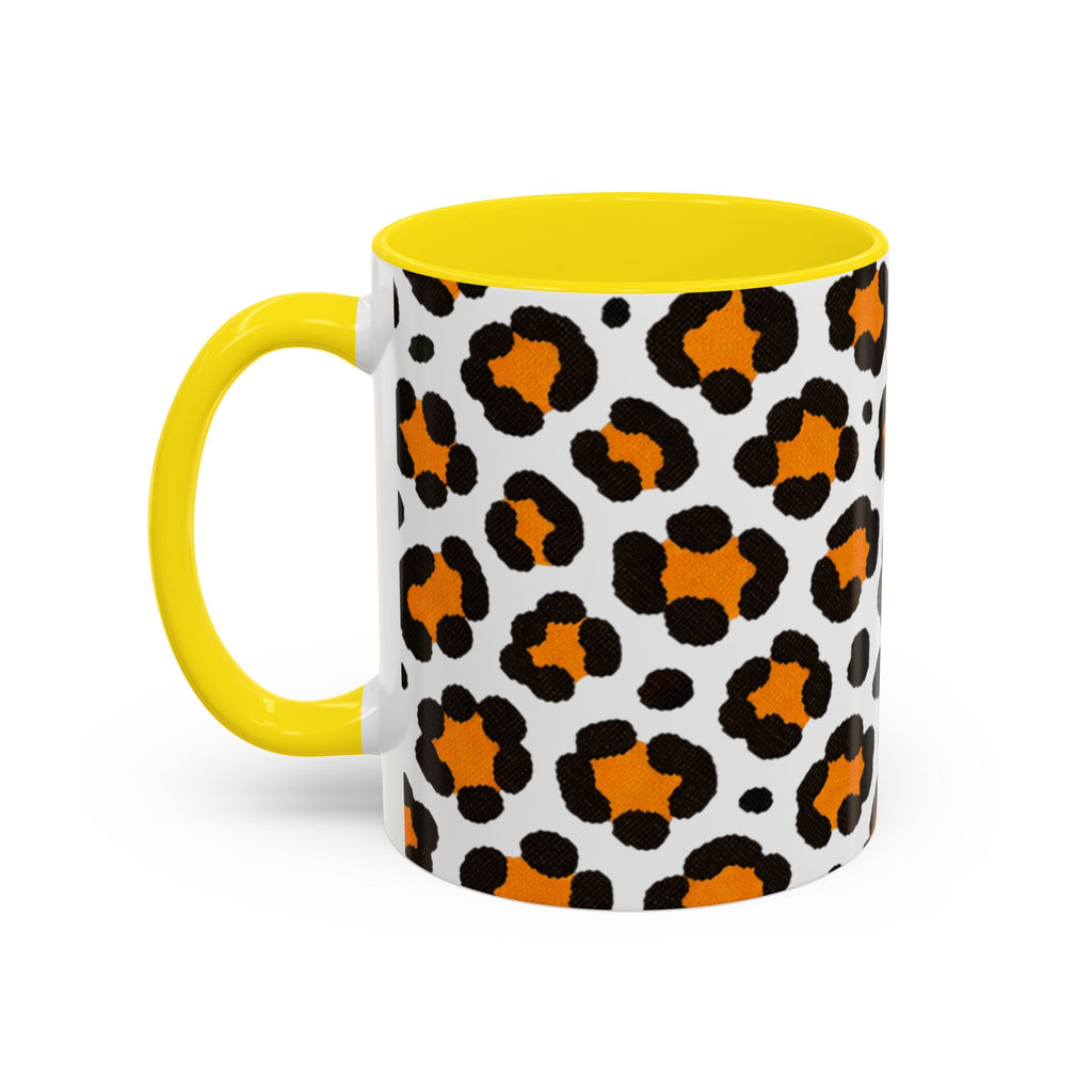 Leopard Print Accent Coffee Mug - Orange & Black Pattern 11/15oz