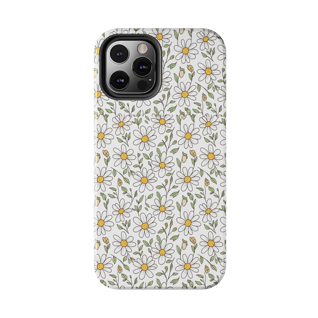 Daisy Floral Tough Phone Case — Protective White Spring Pattern