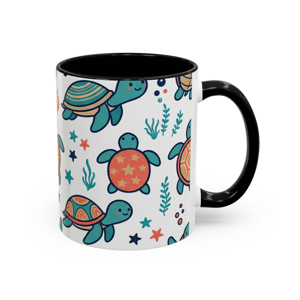 Turtle Pattern Coffee Mug — Cute Sea Turtle Accent Mug (11/15oz)