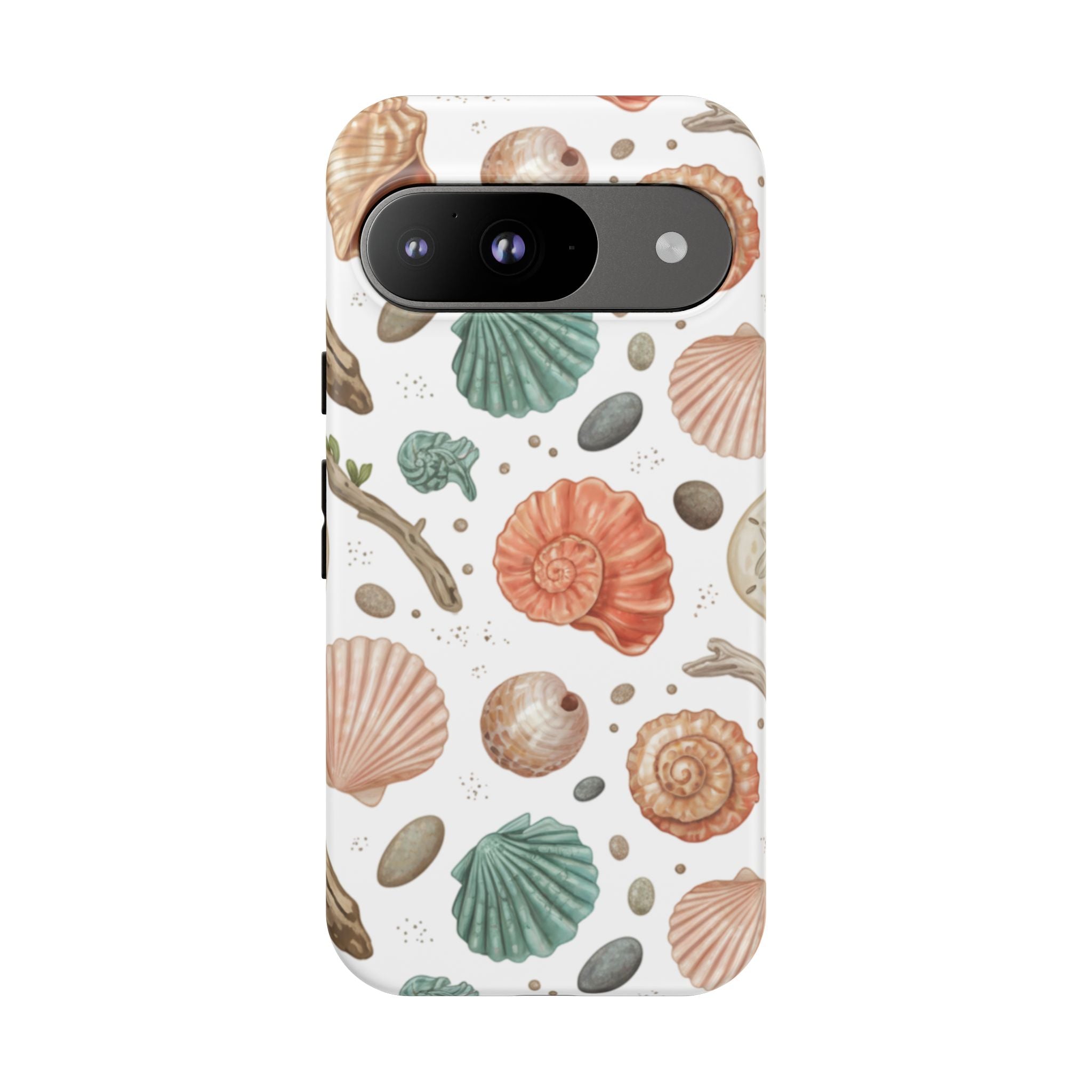 Seashell Pattern Phone Case - Coastal Beach Shells Protective Tough Case