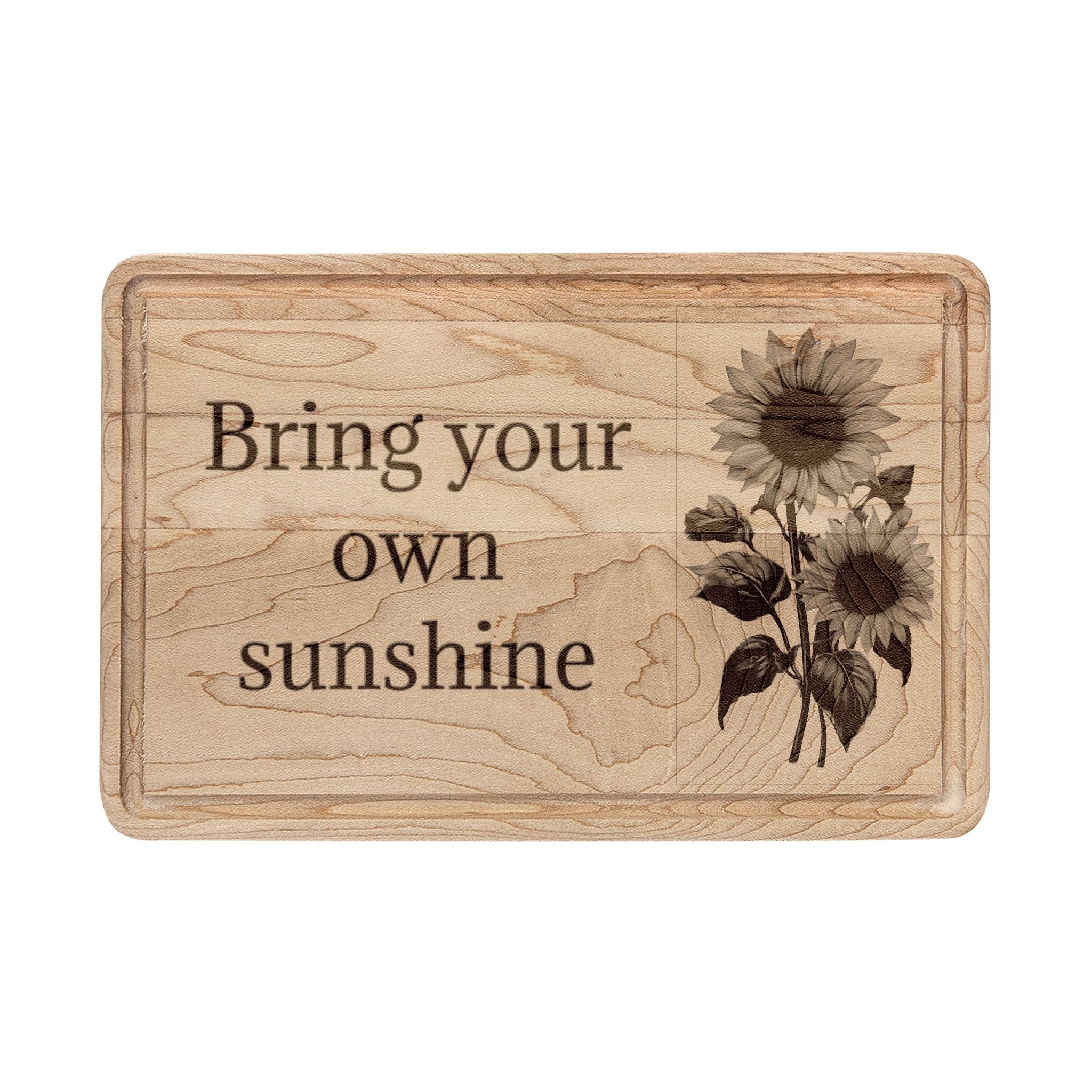 Sunflower Engraved Wooden Cutting Board — Decorative Kitchen Charcuterie & Serving Platter