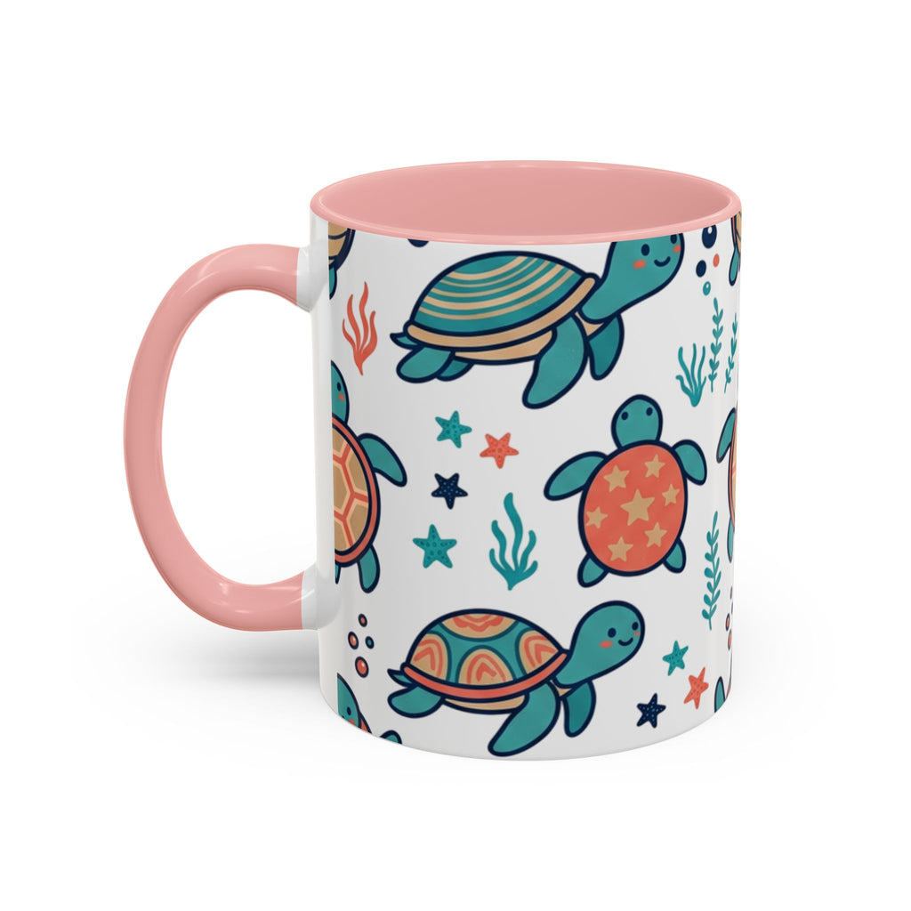 Turtle Pattern Coffee Mug — Cute Sea Turtle Accent Mug (11/15oz)