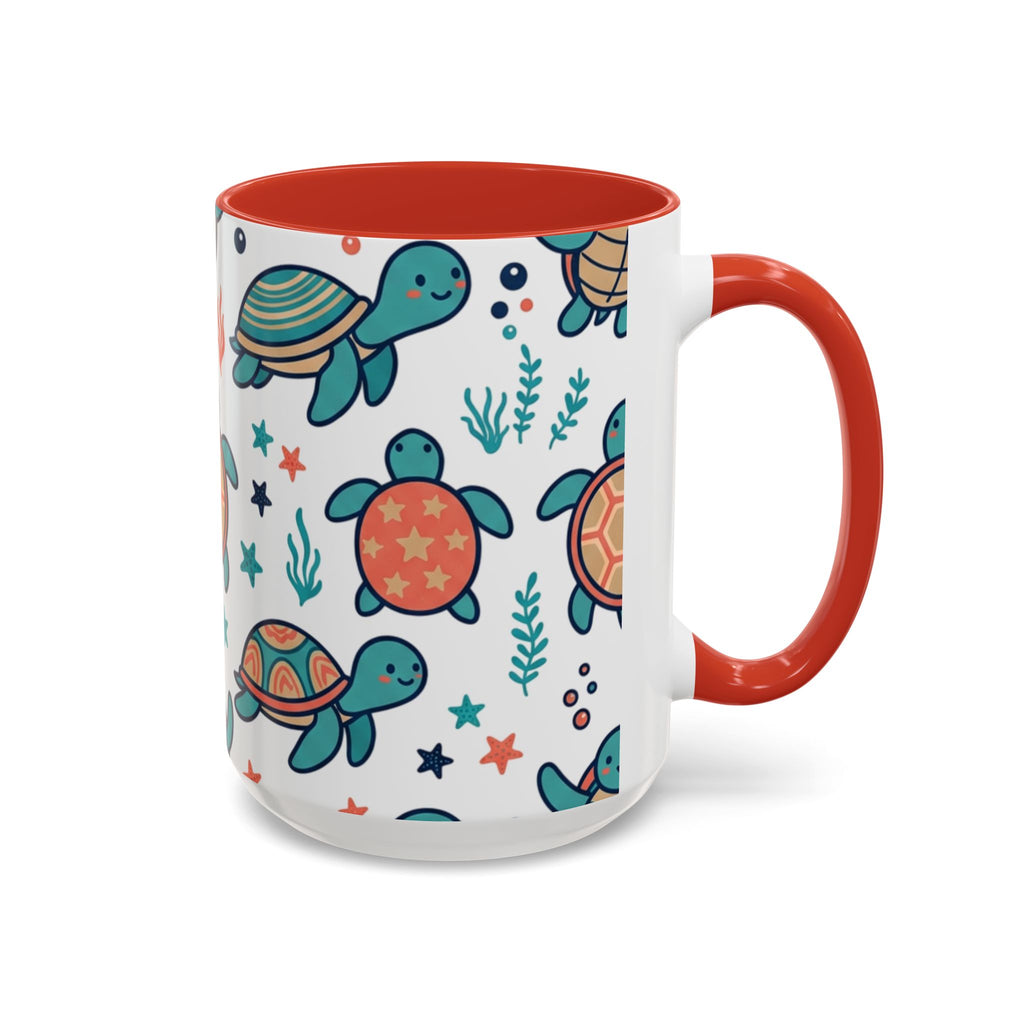 Turtle Pattern Coffee Mug — Cute Sea Turtle Accent Mug (11/15oz)