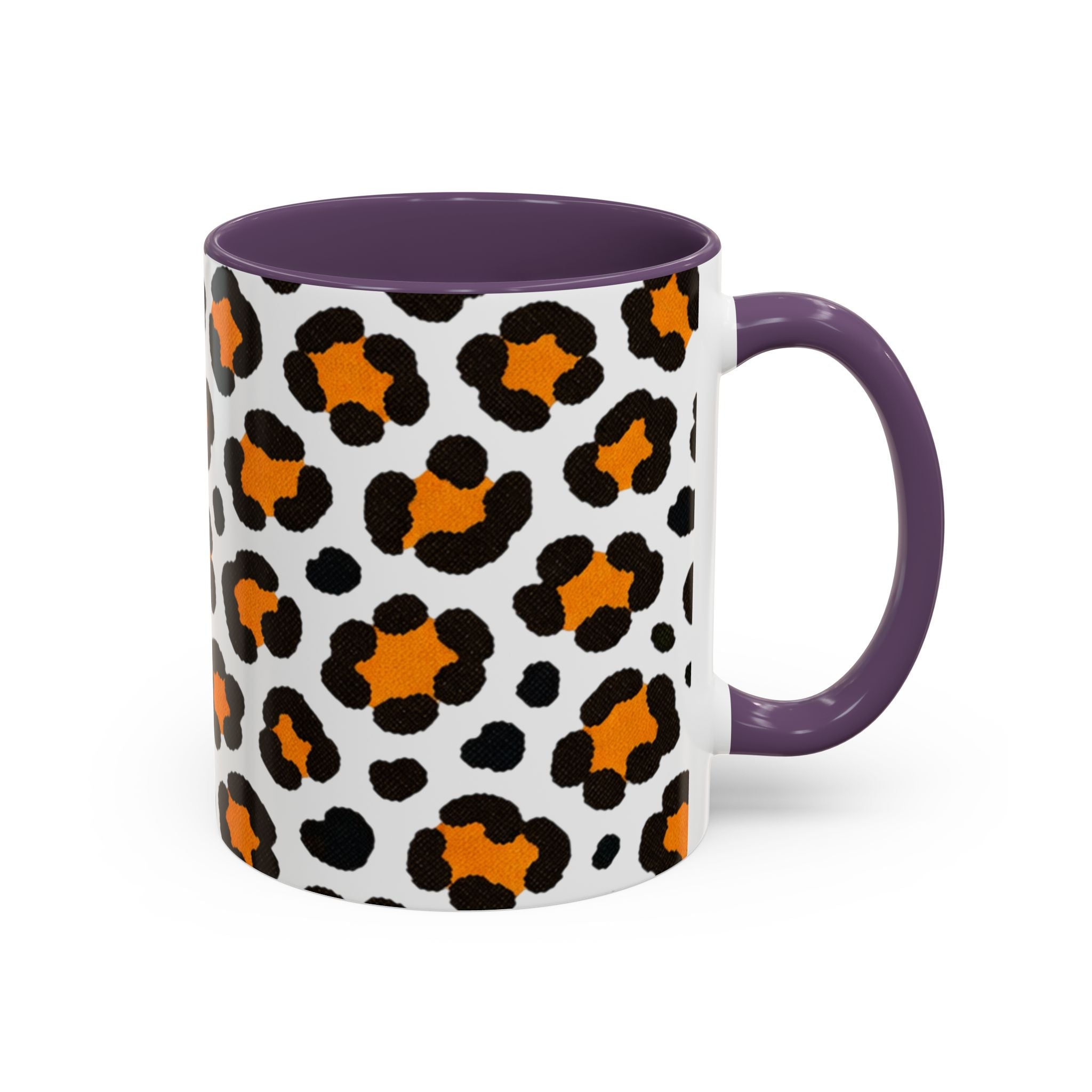 Leopard Print Accent Coffee Mug - Orange & Black Pattern 11/15oz