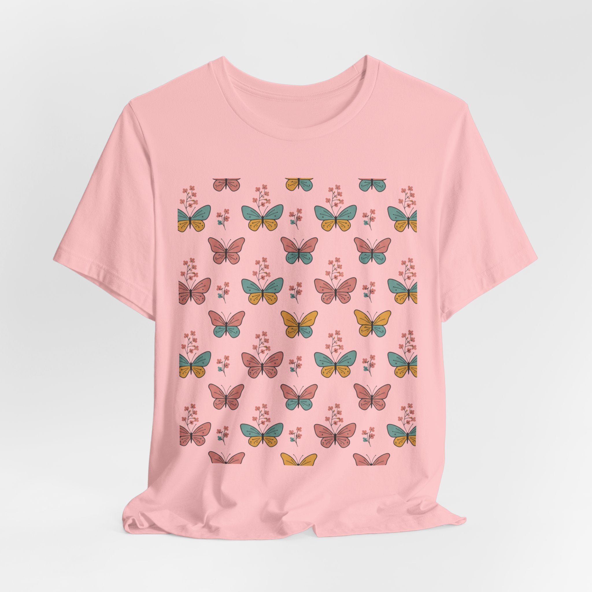 Butterfly Pattern Tee — Pastel Moth Floral Unisex T-Shirt