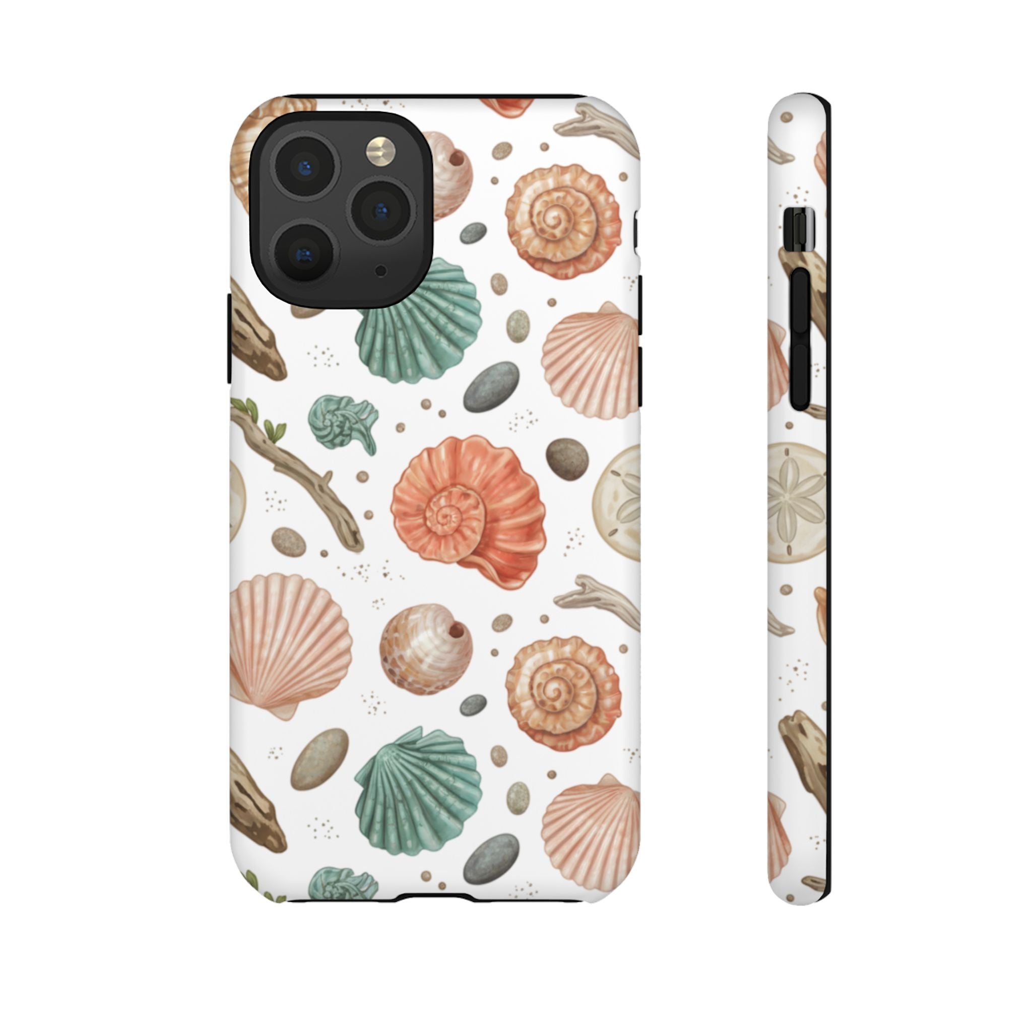 Seashell Pattern Phone Case - Coastal Beach Shells Protective Tough Case