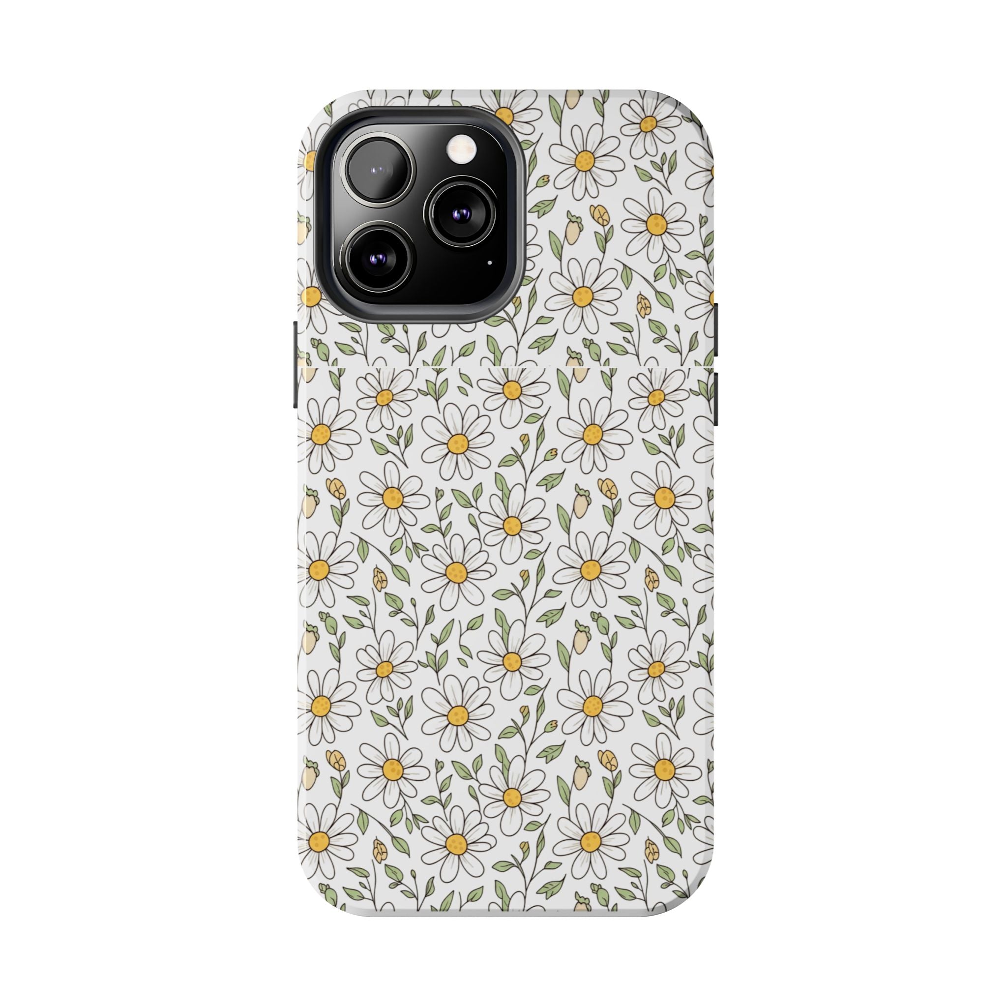 Daisy Floral Tough Phone Case — Protective White Spring Pattern