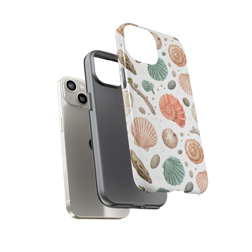 Seashell Pattern Phone Case - Coastal Beach Shells Protective Tough Case