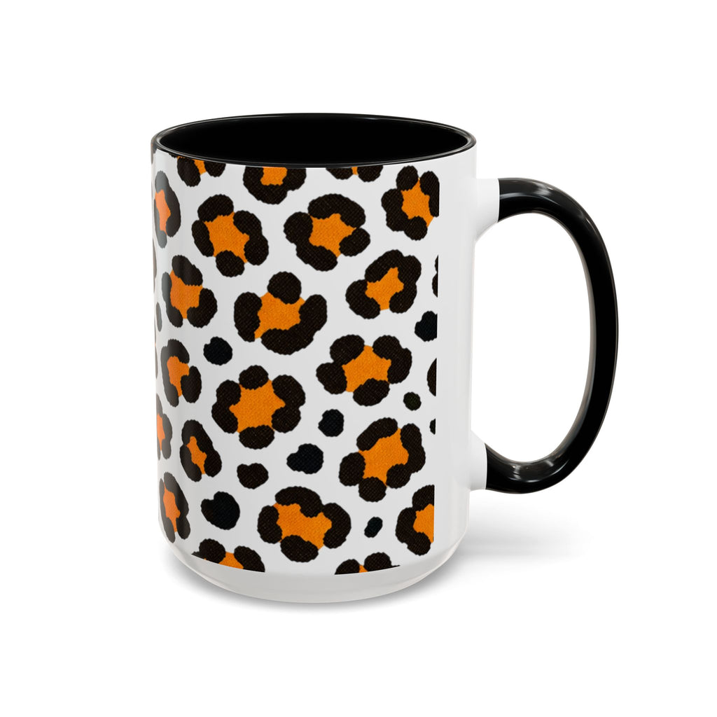 Leopard Print Accent Coffee Mug - Orange & Black Pattern 11/15oz
