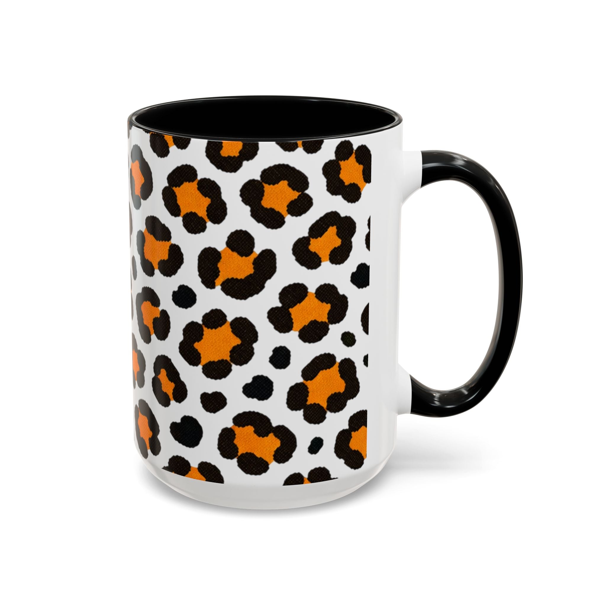Leopard Print Accent Coffee Mug - Orange & Black Pattern 11/15oz