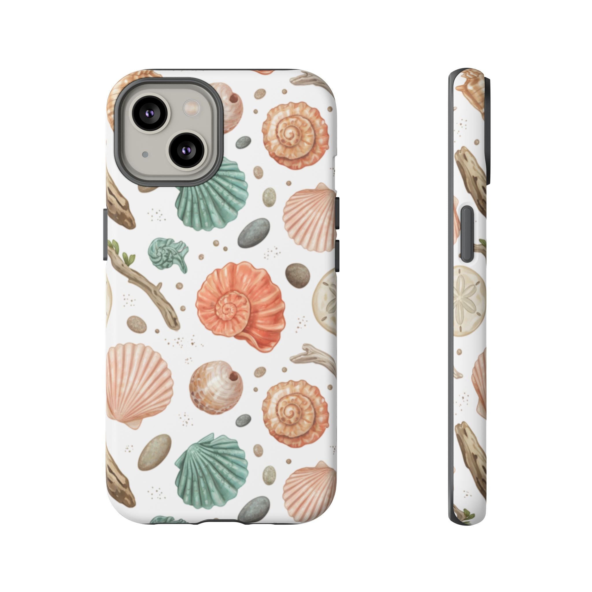 Seashell Pattern Phone Case - Coastal Beach Shells Protective Tough Case