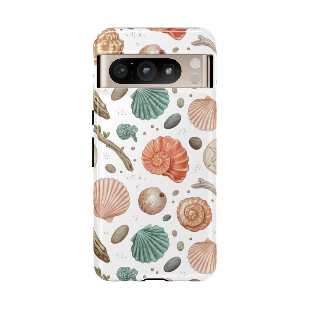 Seashell Pattern Phone Case - Coastal Beach Shells Protective Tough Case