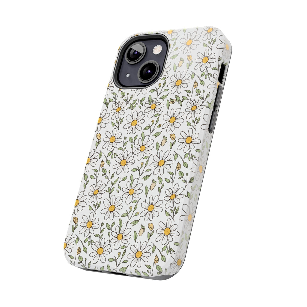 Daisy Floral Tough Phone Case — Protective White Spring Pattern