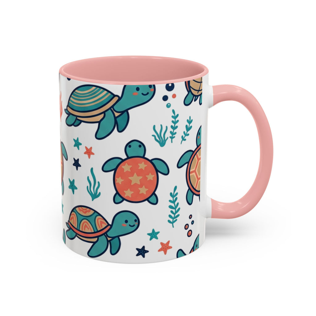 Turtle Pattern Coffee Mug — Cute Sea Turtle Accent Mug (11/15oz)