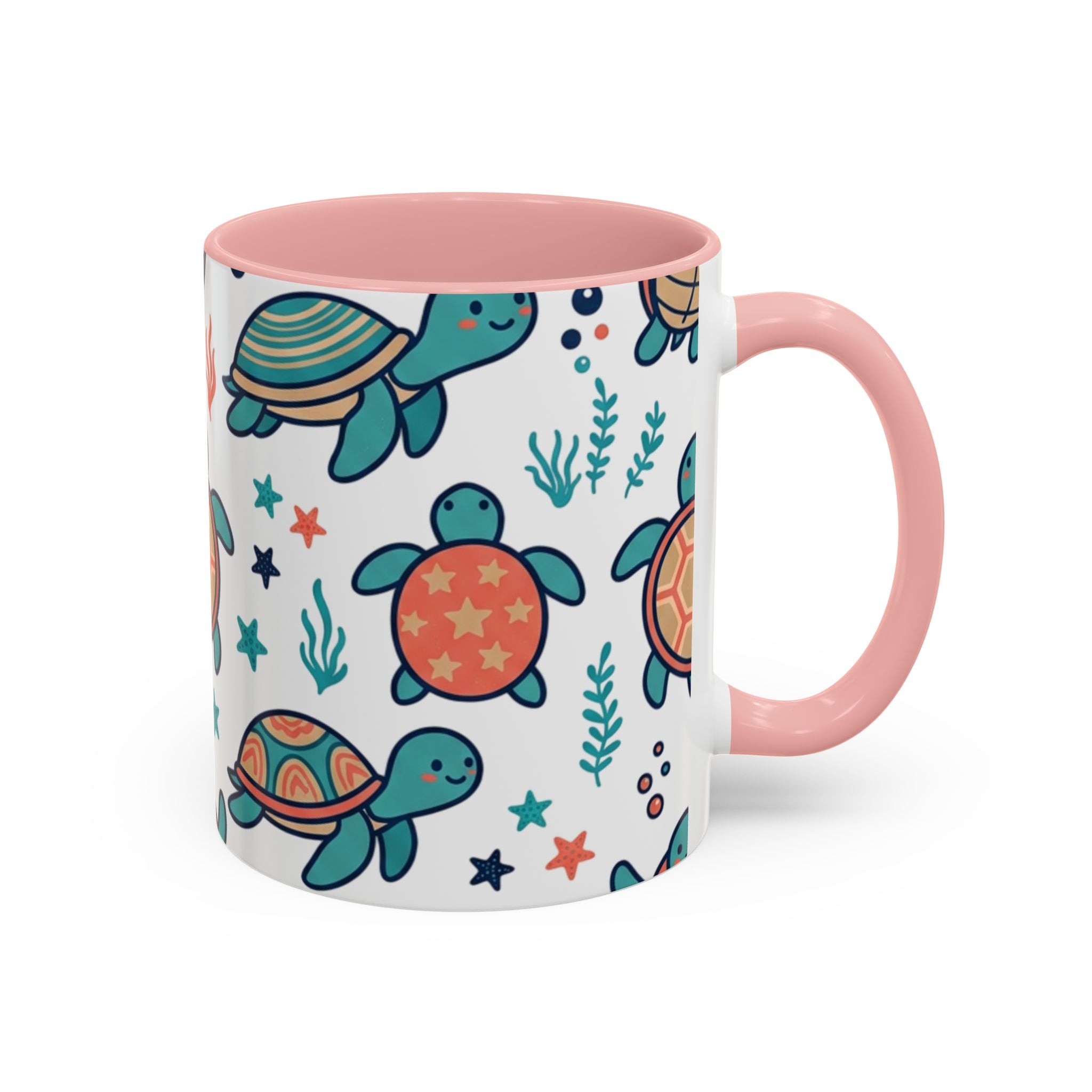 Turtle Pattern Coffee Mug — Cute Sea Turtle Accent Mug (11/15oz)