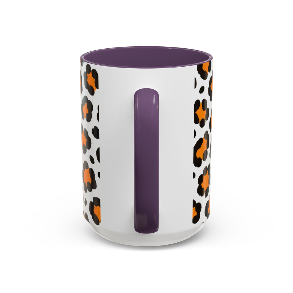 Leopard Print Accent Coffee Mug - Orange & Black Pattern 11/15oz