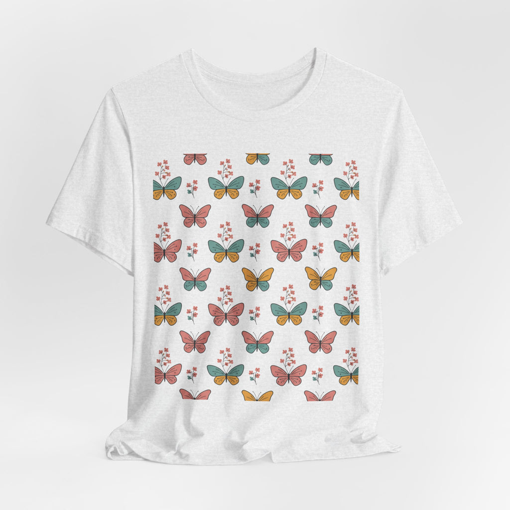 Butterfly Pattern Tee — Pastel Moth Floral Unisex T-Shirt