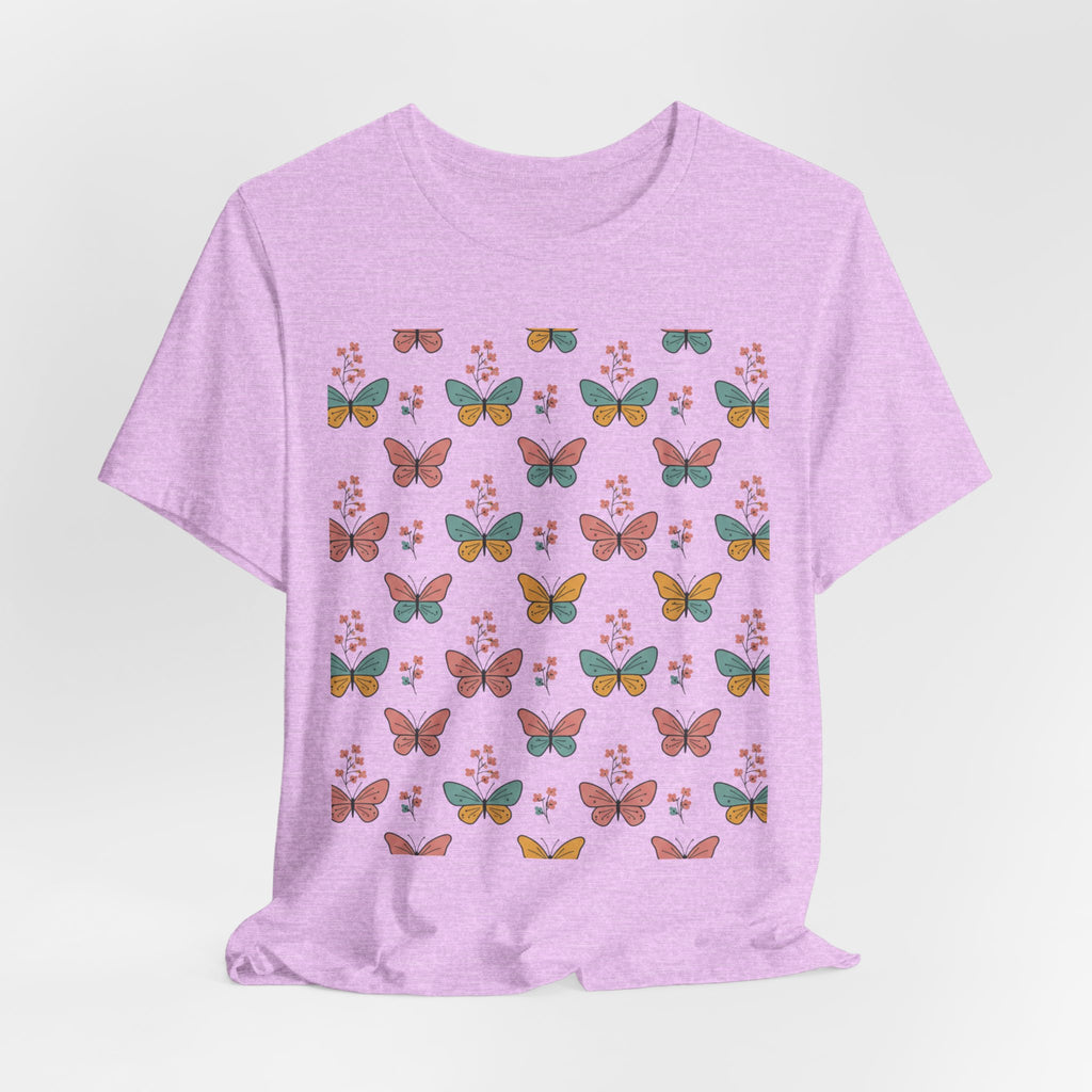 Butterfly Pattern Tee — Pastel Moth Floral Unisex T-Shirt
