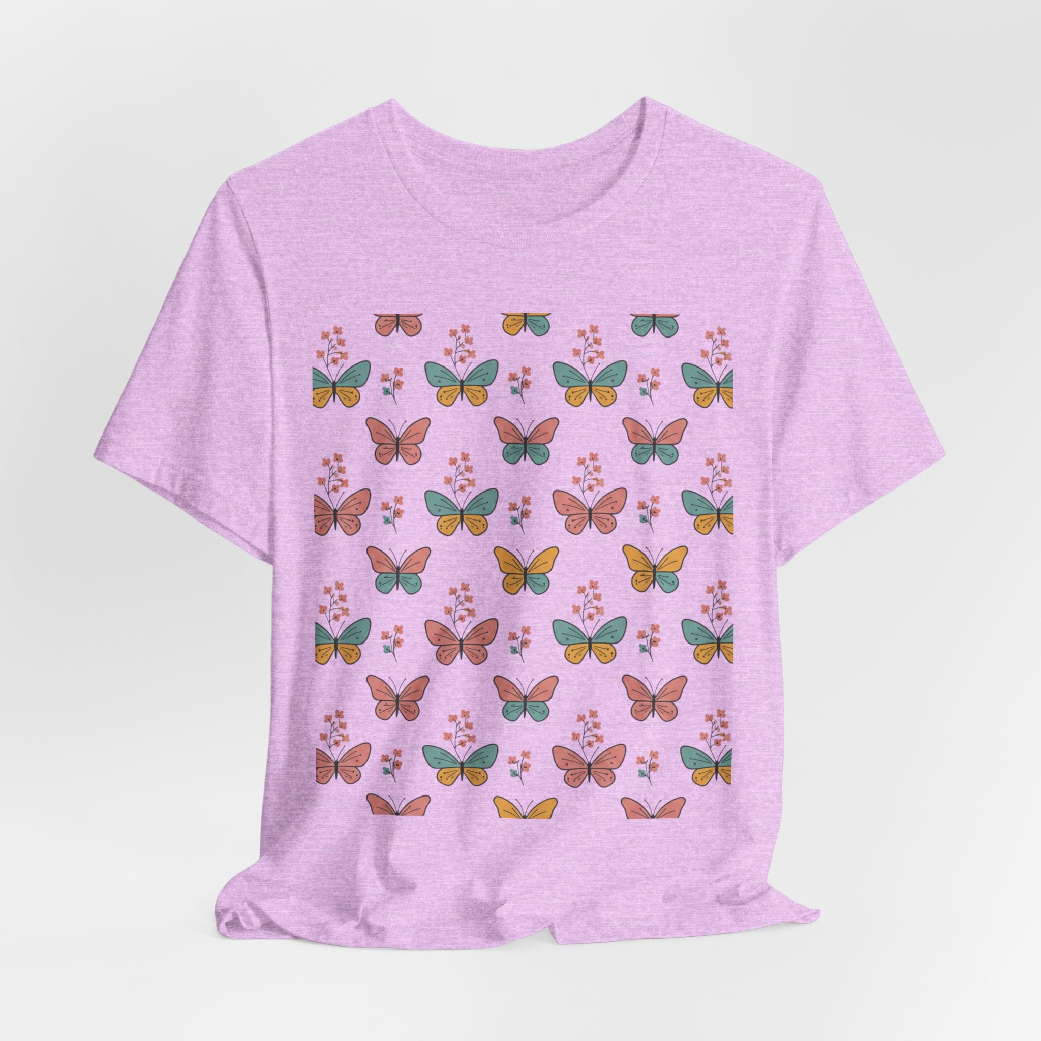 Butterfly Pattern Tee — Pastel Moth Floral Unisex T-Shirt