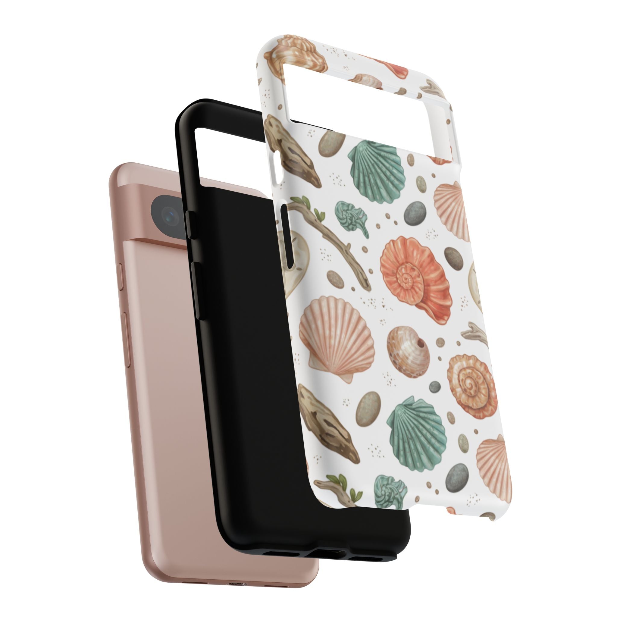 Seashell Pattern Phone Case - Coastal Beach Shells Protective Tough Case